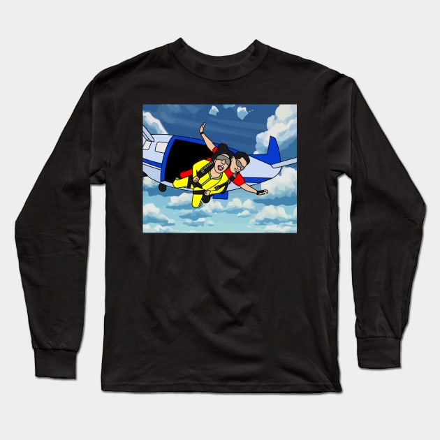 Parachuting Skydiving Free Fall Long Sleeve T-Shirt by flofin